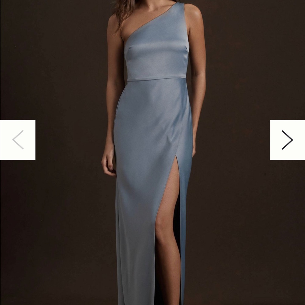 BHLDN Dylan One Shoulder Gown - Anthropologie - Dusty Blue - Size 8